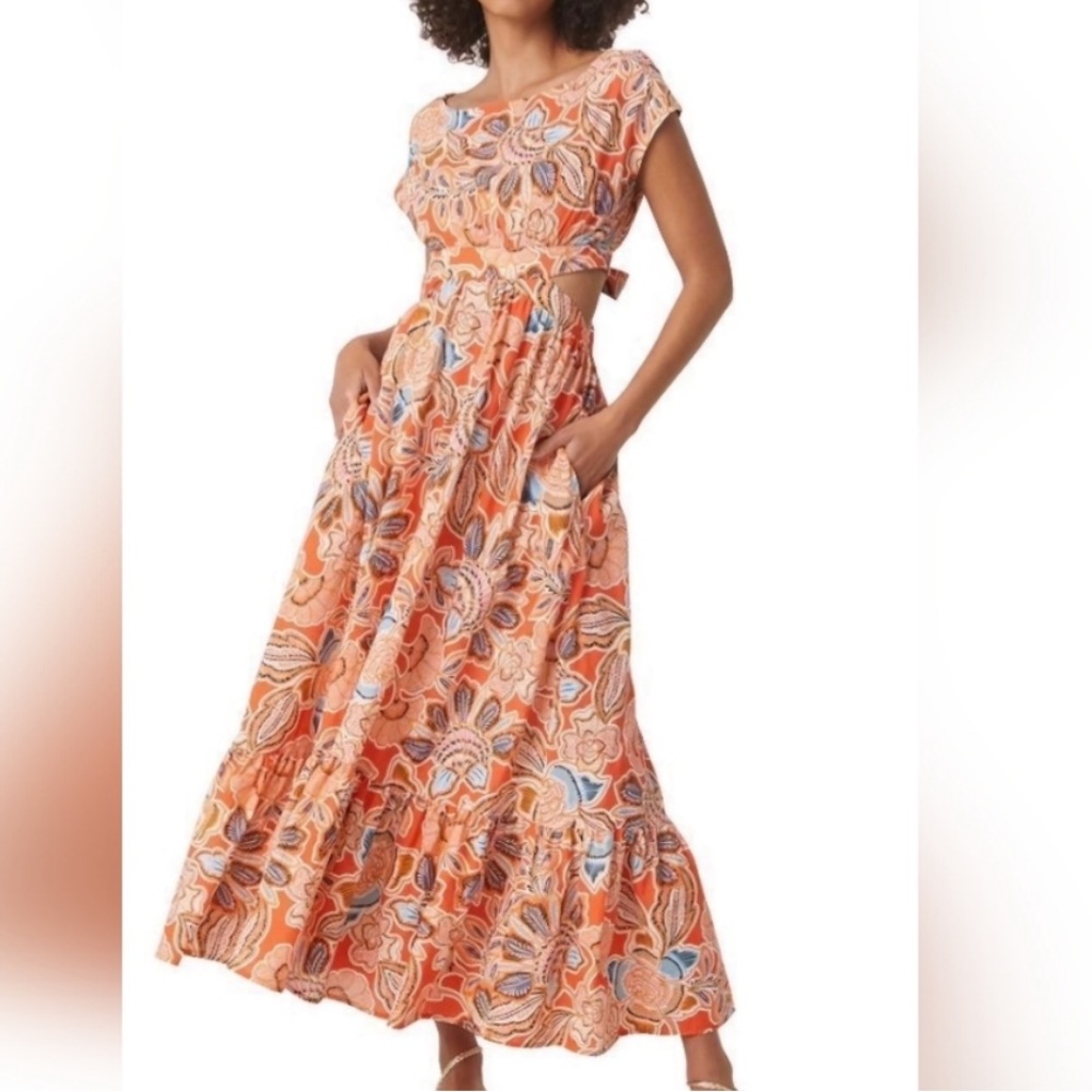 NWT, MISA LA Dana Mae Dress in Tangerine Flora, Size L
